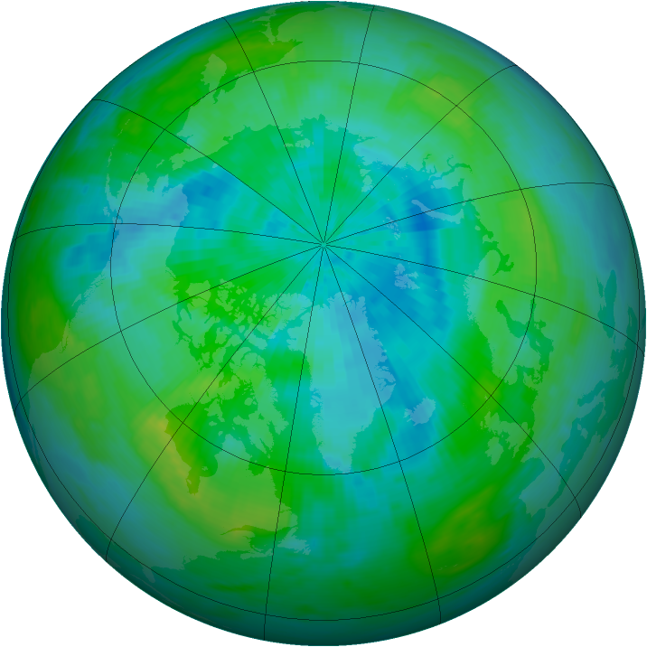 Arctic ozone map for 14 September 1986